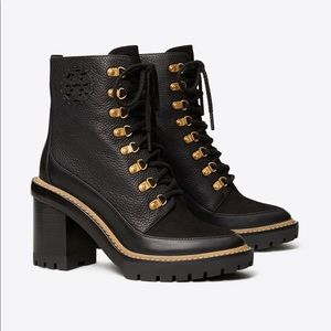 Tory Burch Miller Leather Lug Sole Bootie Size 7.5